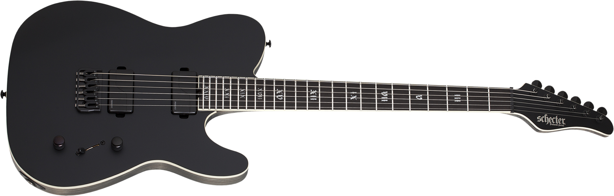 Schecter Pt Sls Elite Evil Twin 2h Fishman Fluence Modern Ht Eb - Satin Black - Guitare Électrique Forme Tel - Main picture