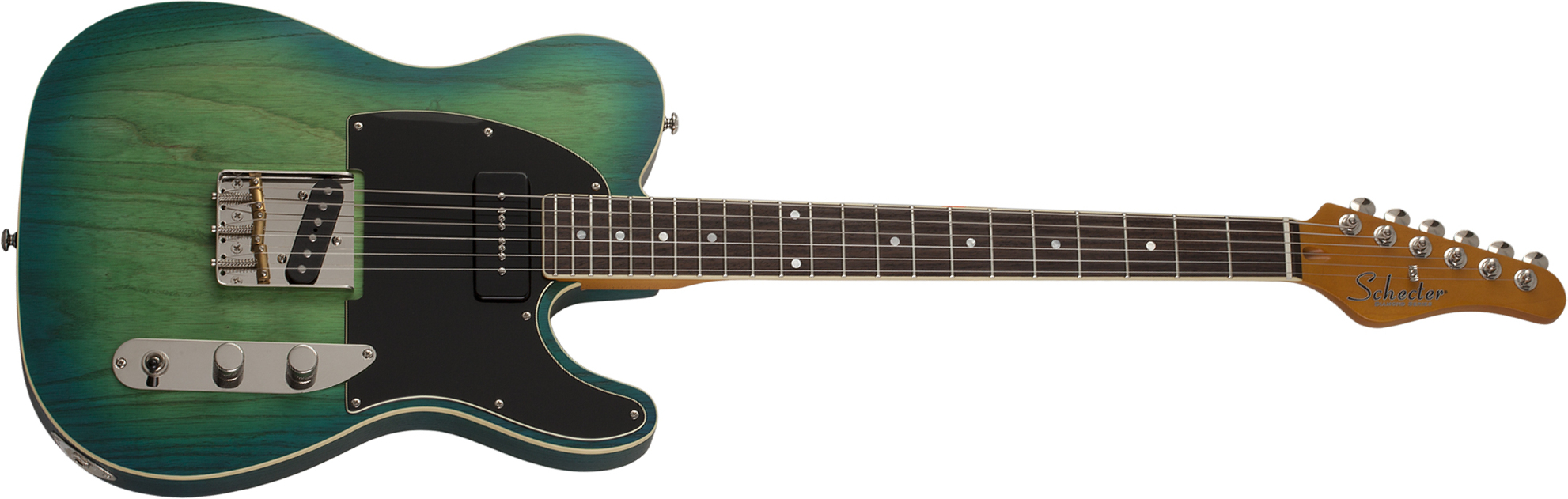 Schecter Pt Special 2s Ht Mn - Aqua Burst Pearl - Guitare Électrique Forme Tel - Main picture