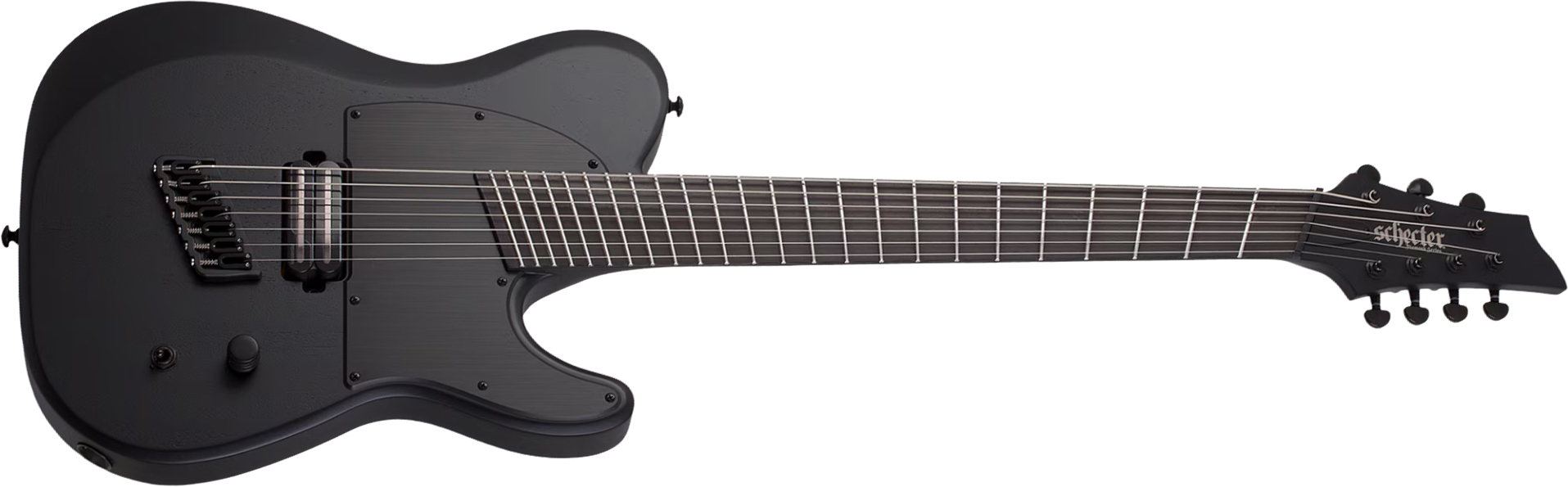 Schecter Pt7 Ms Black Ops 7c Multiscale Baryton 1h Ht Eb - Satin Black Open Pore - Guitare Électrique Multi-scale - Main picture
