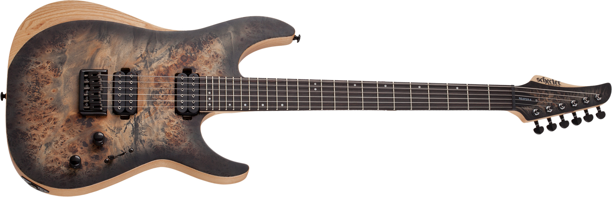 Schecter Reaper-6 2h Ht Eb - Satin Charcoal Burst - Guitare Électrique Forme Str - Main picture