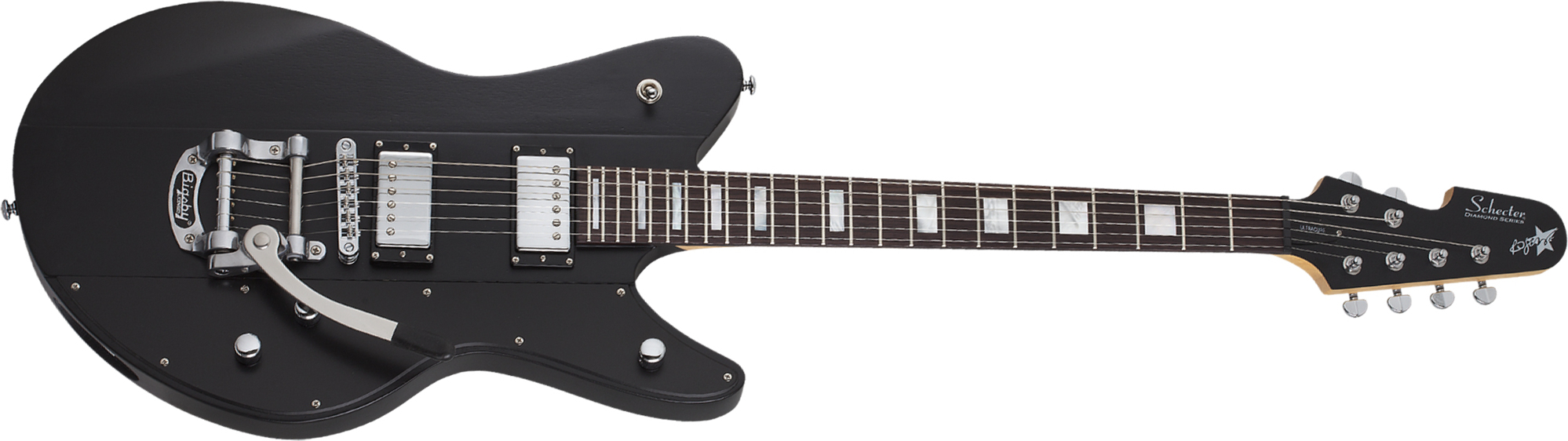 Schecter Robert Smith Ultra Cure Signature 2h Trem Bigsby Rw - Black Pearl - Guitare Électrique Signature - Main picture