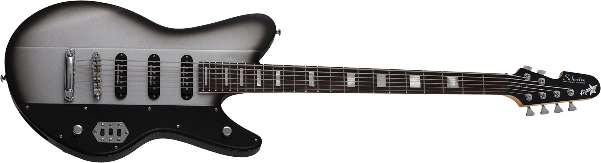 Schecter Robert Smith Ultracure Vi Ht 3s Seymour Duncan Rw - Silver Burst Pearl - Guitare Électrique Baryton - Main picture