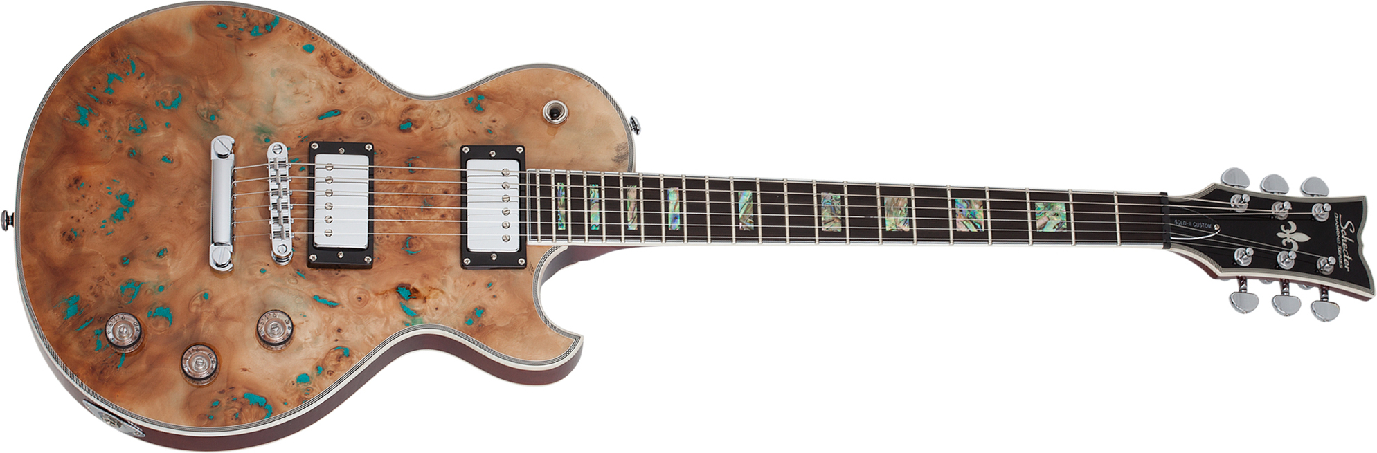 Schecter Solo-ii Custom 2h Ht Eb - Burl Natural - Guitare Électrique Single Cut - Main picture