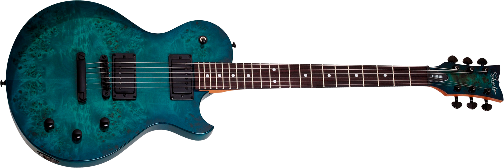 Schecter Solo-ii Standard 2h Ht Rw - Ocean Blue Burst Burl - Guitare Électrique Single Cut - Main picture