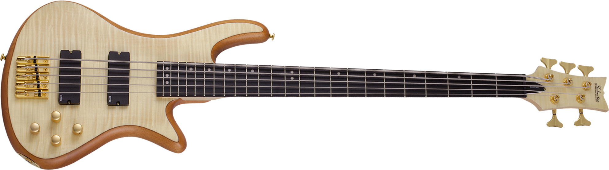 Schecter Stiletto Custom-5 5c Active Emg Rw - Natural Satin - Basse Électrique Solid Body - Main picture