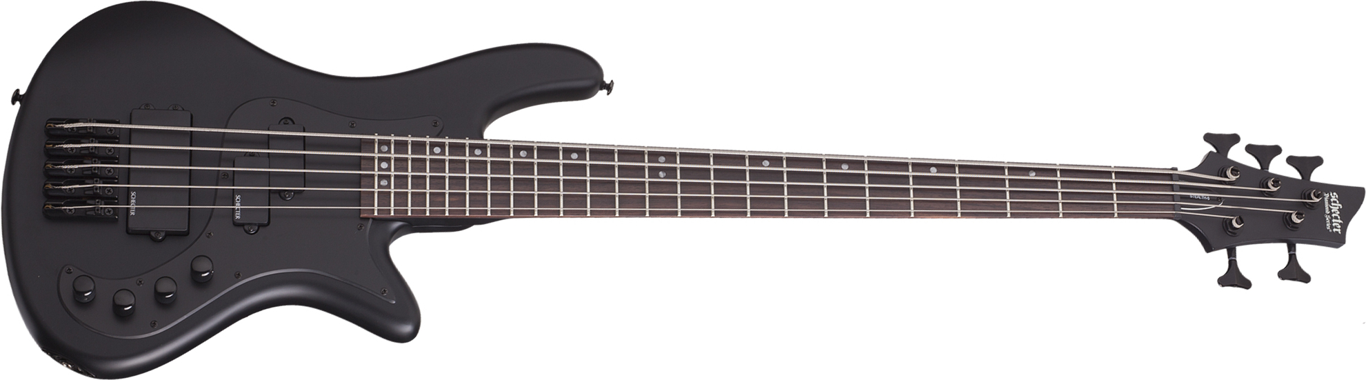 Schecter Stiletto Stealth-5 5c Active Rw - Satin Black - Basse Électrique Solid Body - Main picture