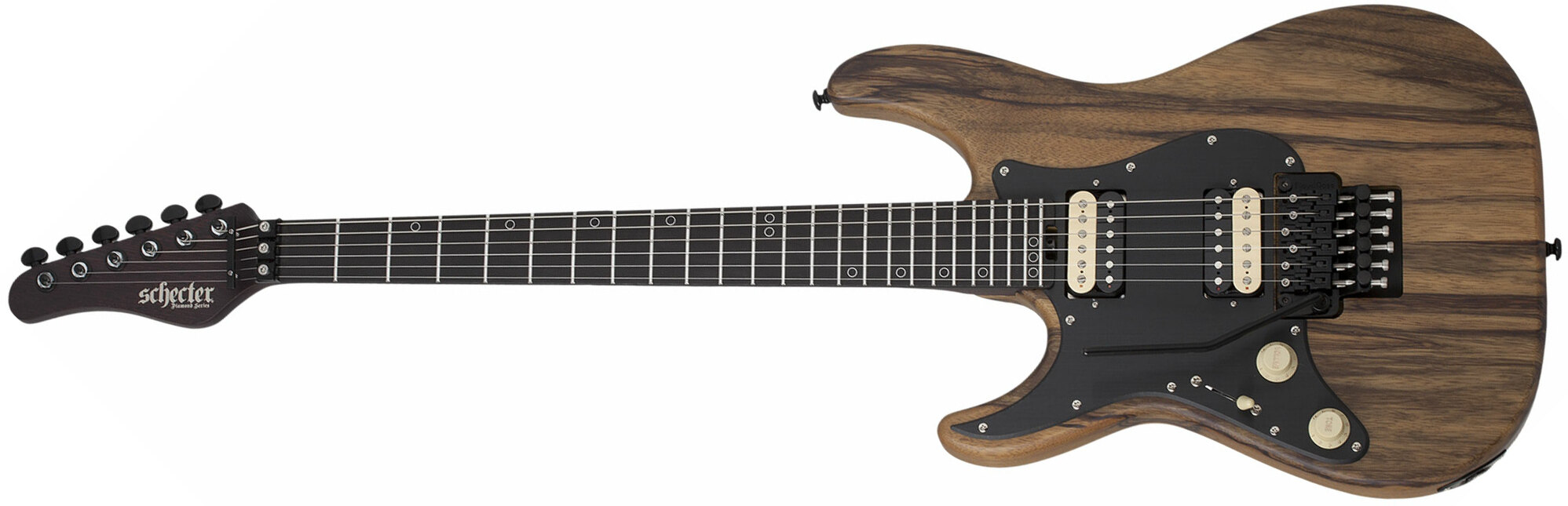 Schecter Sun Valley Super Shredder Exotic Black Limba Lh Gaucher 2h Fr Eb - Black Limba - Guitare Électrique Gaucher - Main picture