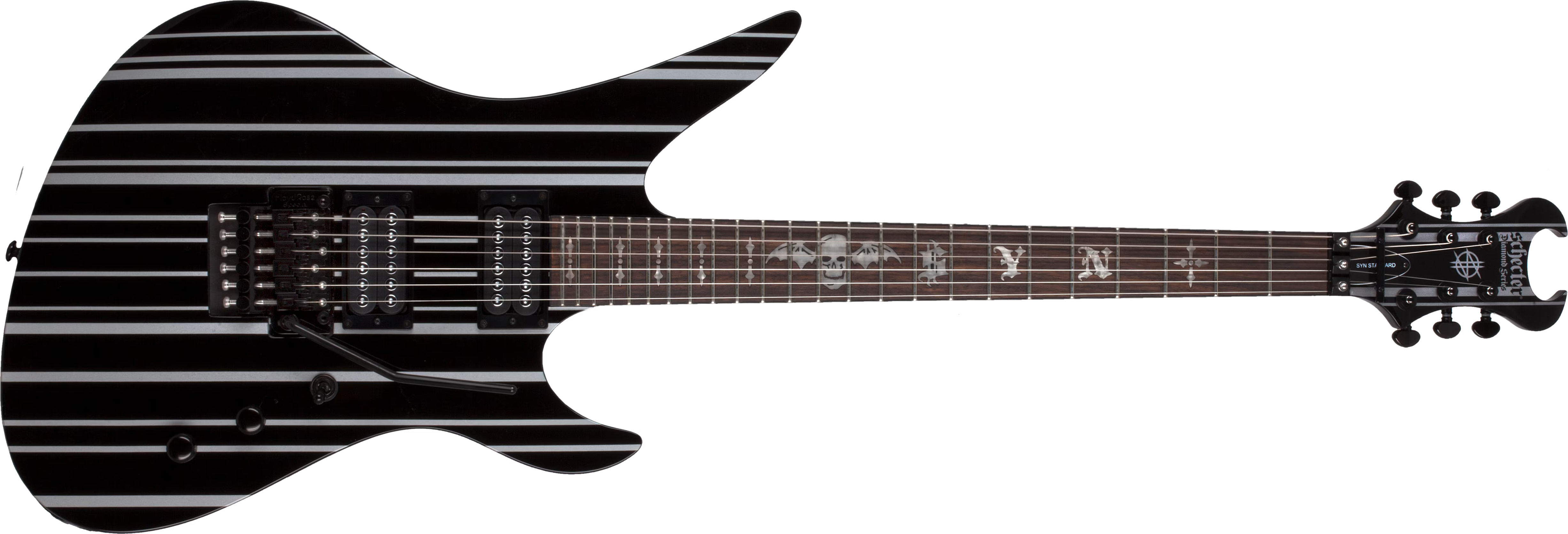 Schecter Synyster Standard Signature 2h Fr Eb - Gloss Black With Silver Pinstripes - Guitare Électrique Signature - Main picture