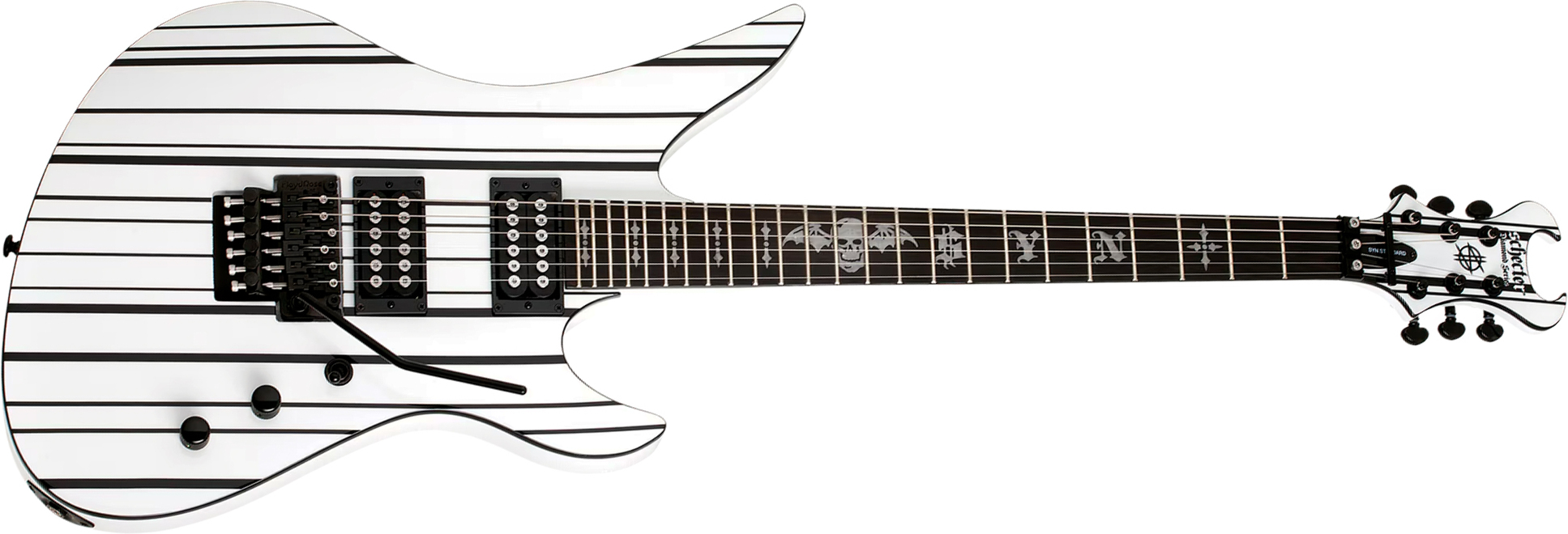 Schecter Synyster Standard Signature 2h Fr Eb - Gloss White With Black Pinstripes - Guitare Électrique Signature - Main picture