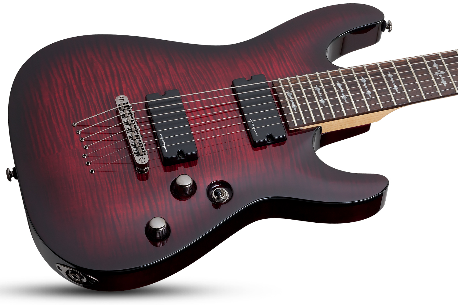 Schecter Demon-7 7c 2h Ht Wen - Crimson Red Burst - Guitare Électrique 7 Cordes - Variation 1