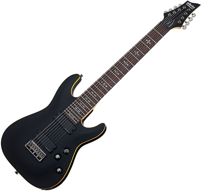 Schecter Demon-8 Active 8c 2h Ht Rw - Satin Black - Guitare Électrique Baryton - Variation 5