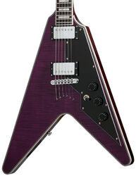 Guitare électrique métal Schecter V-1 Custom - Trans purple
