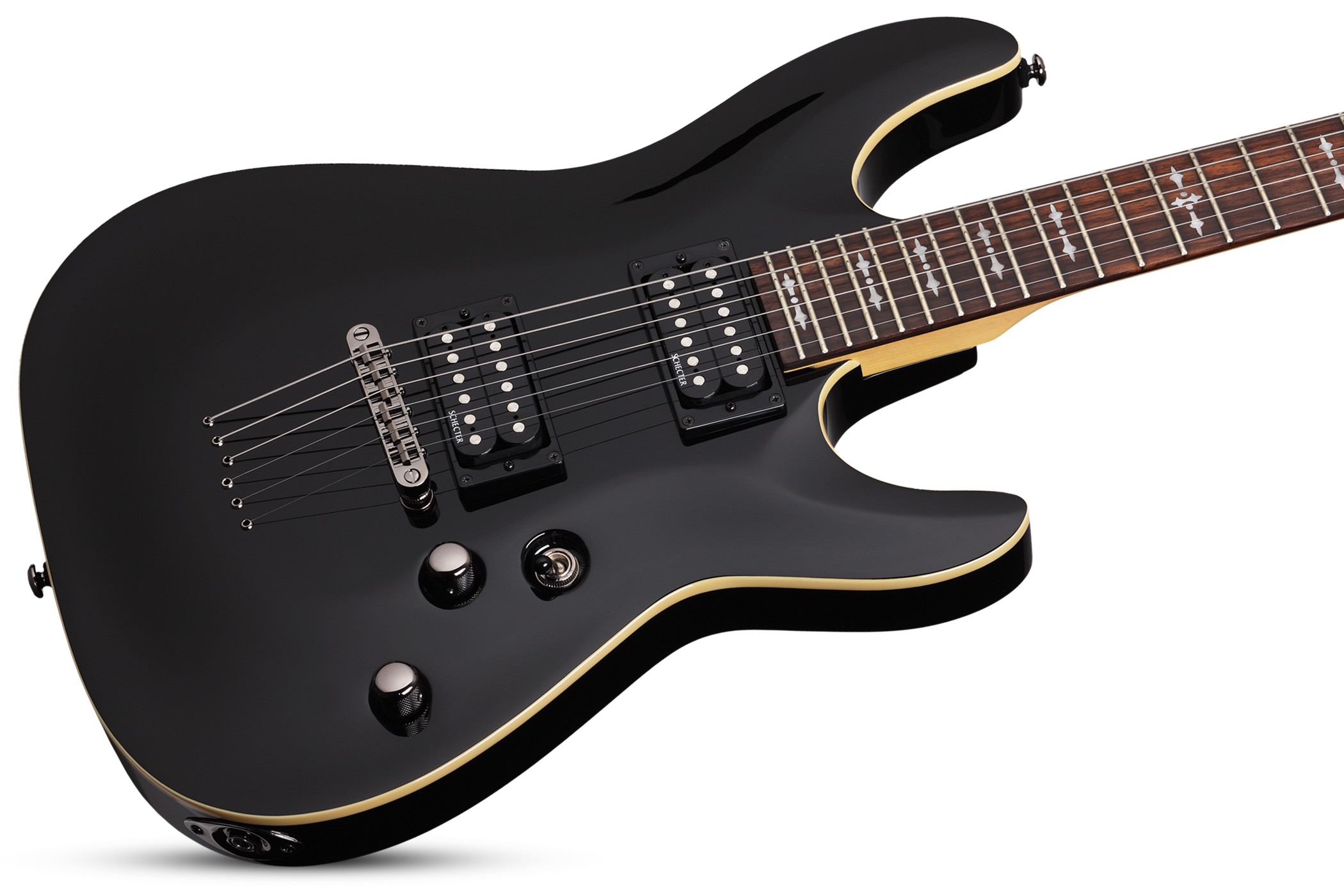 Schecter Omen-6 2h Ht Rw - Black - Guitare Électrique Forme Str - Variation 1