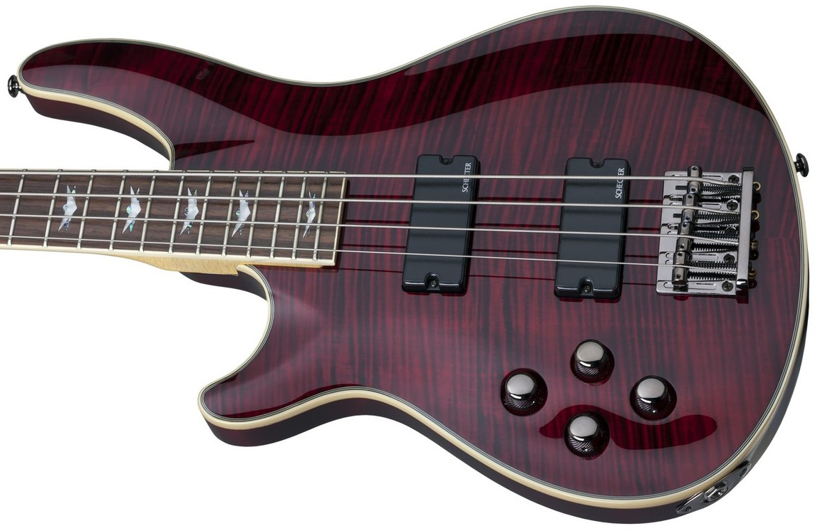 Schecter Omen Extreme-4 Lh Gaucher Active Rw - Black Cherry - Basse Électrique Solid Body - Variation 1