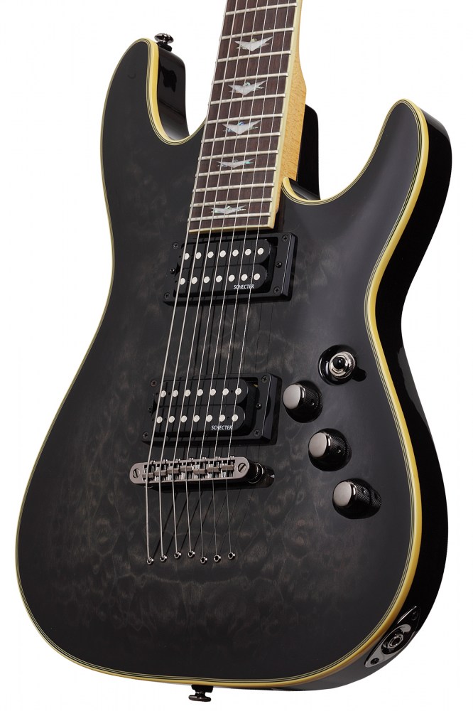 Schecter Omen Extreme-7 7c 2h Ht Rw - See-thru Black Gloss - Guitare Électrique 7 Cordes - Variation 2