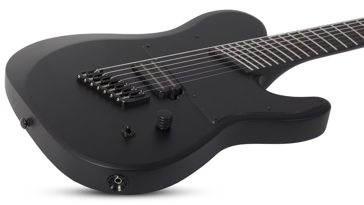 Schecter Pt7 Ms Black Ops 7c Multiscale Baryton 1h Ht Eb - Satin Black Open Pore - Guitare Électrique Multi-scale - Variation 1