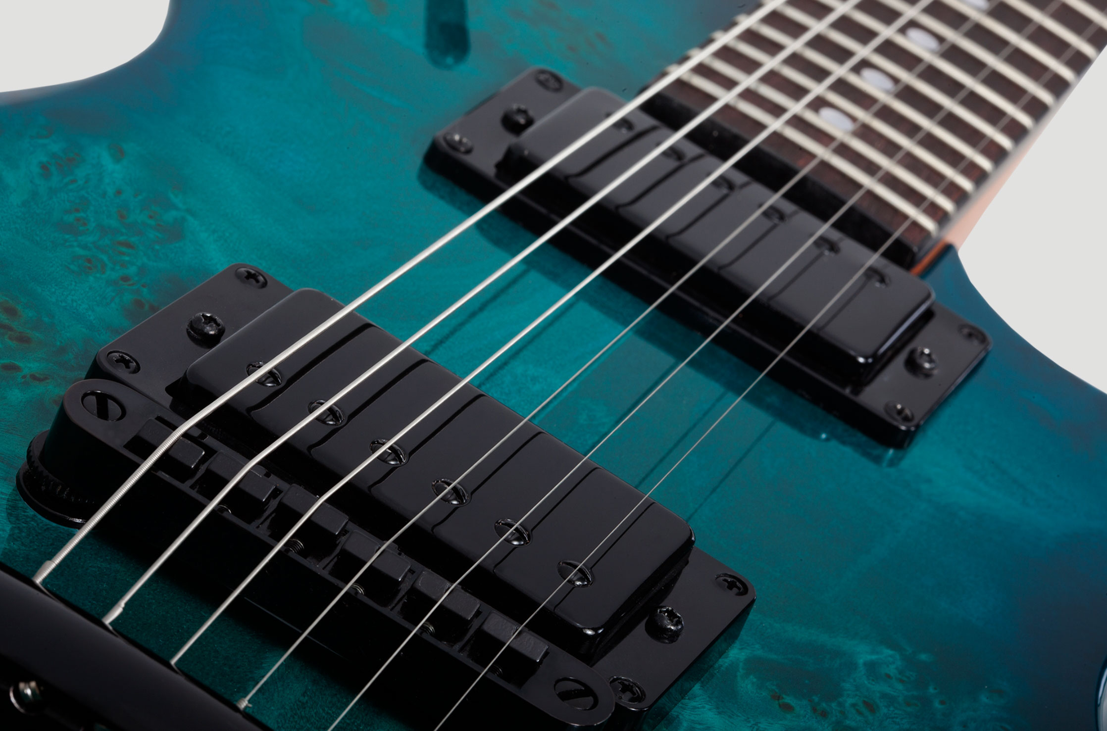 Schecter Solo-ii Standard 2h Ht Rw - Ocean Blue Burst Burl - Guitare Électrique Single Cut - Variation 6