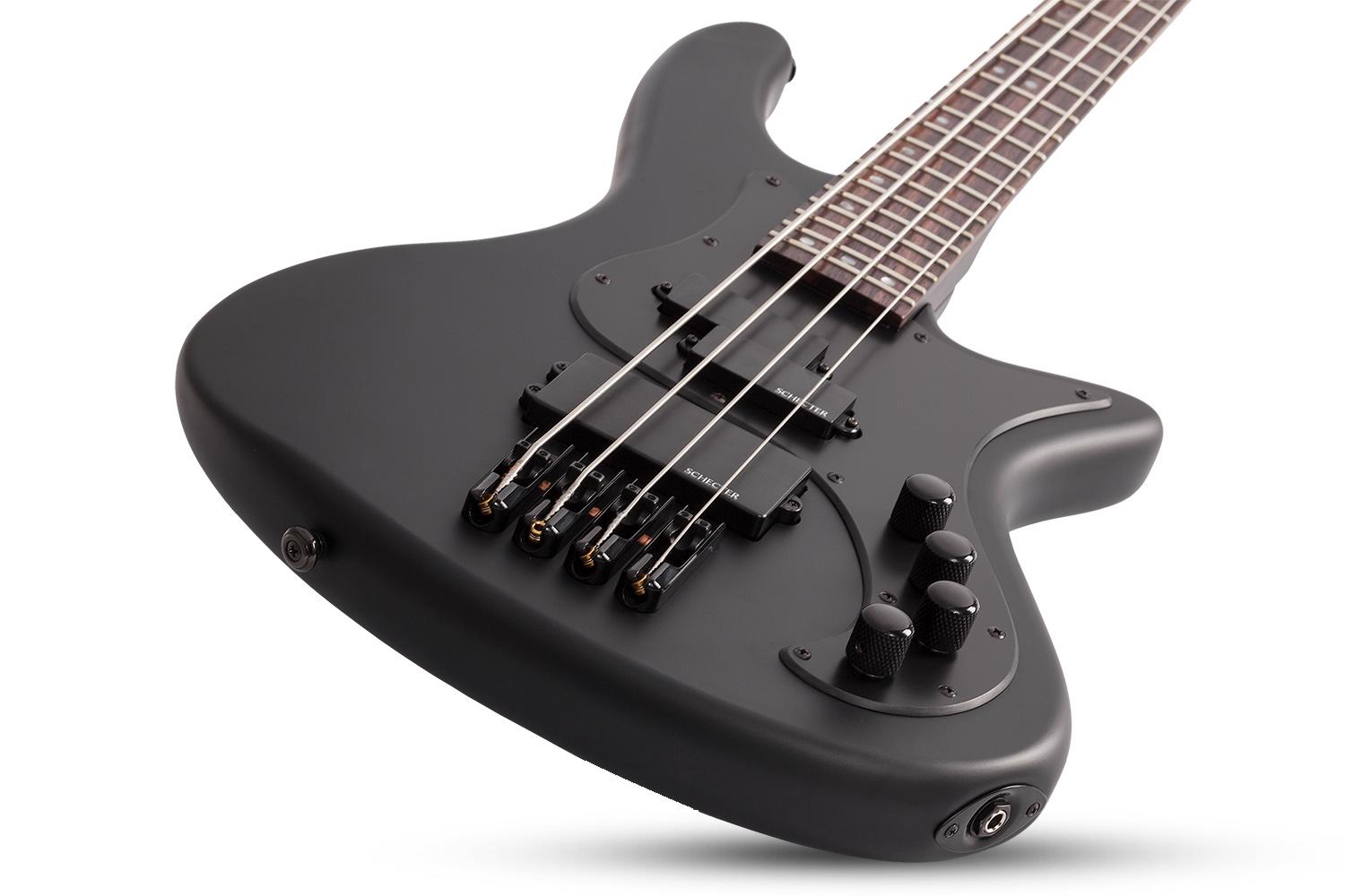 Schecter Stiletto Stealth 4c Active Rw - Satin Black - Basse Électrique Solid Body - Variation 1