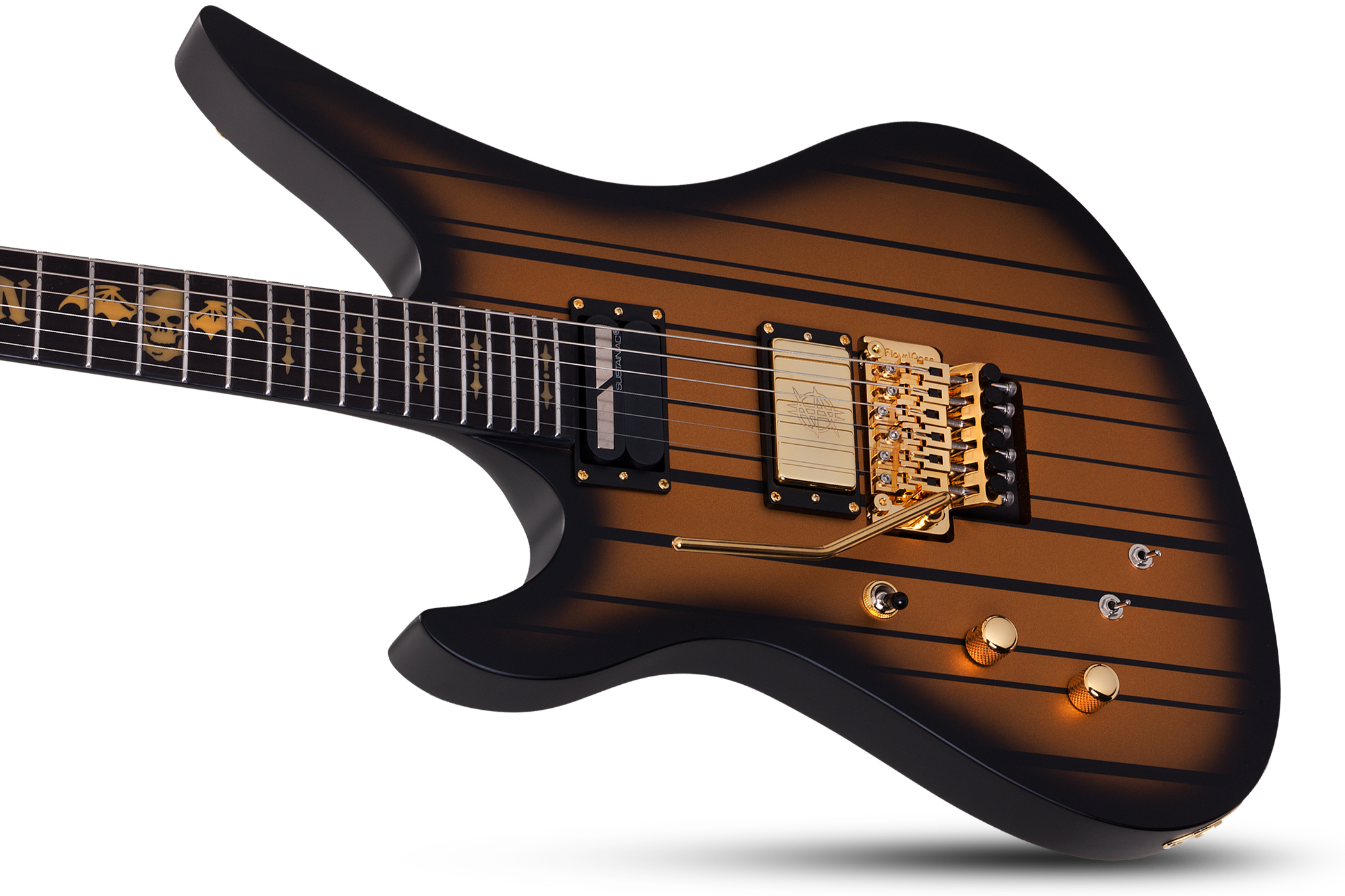 Schecter Synyster Custom-s Lh Signature Gaucher 2h Sustainiac Fr Eb - Satin Gold Burst - Guitare Électrique Gaucher - Variation 2