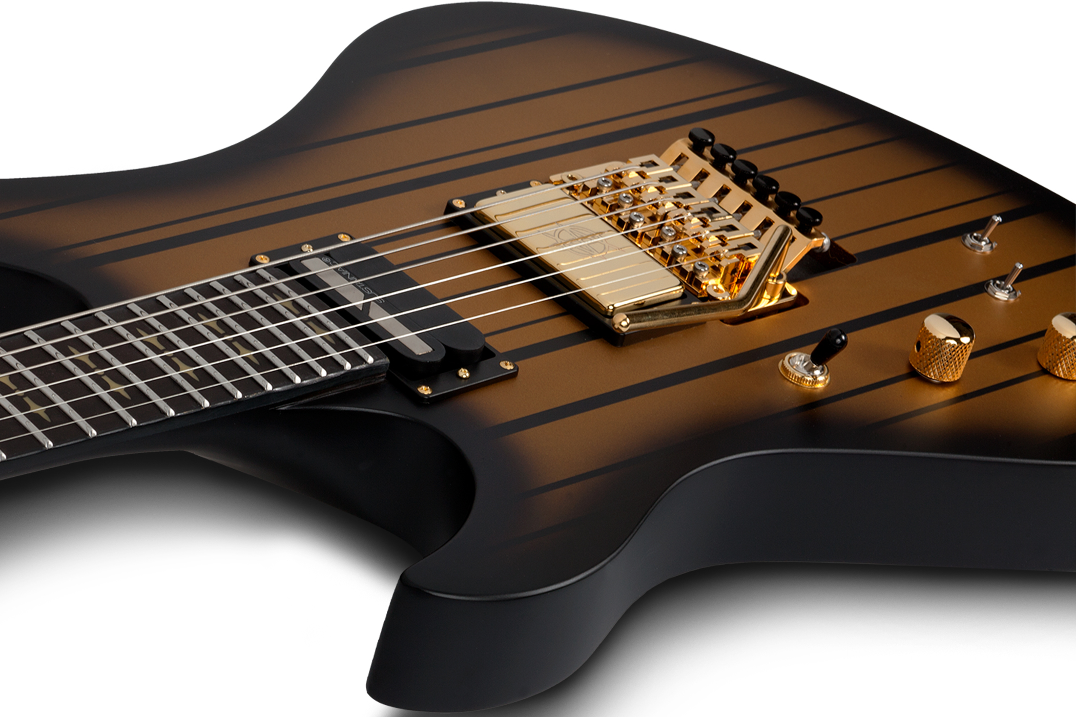 Schecter Synyster Custom-s Lh Signature Gaucher 2h Sustainiac Fr Eb - Satin Gold Burst - Guitare Électrique Gaucher - Variation 3