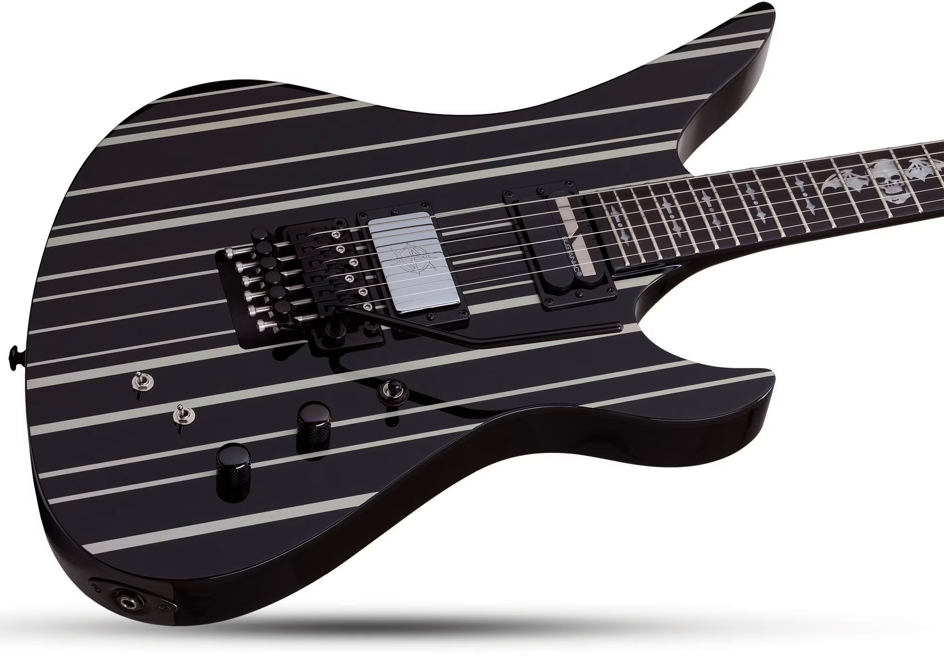 Schecter Synyster Custom-s Signature 2h Sustainiac Fr Eb - Black Silver - Guitare Électrique Forme Str - Variation 1