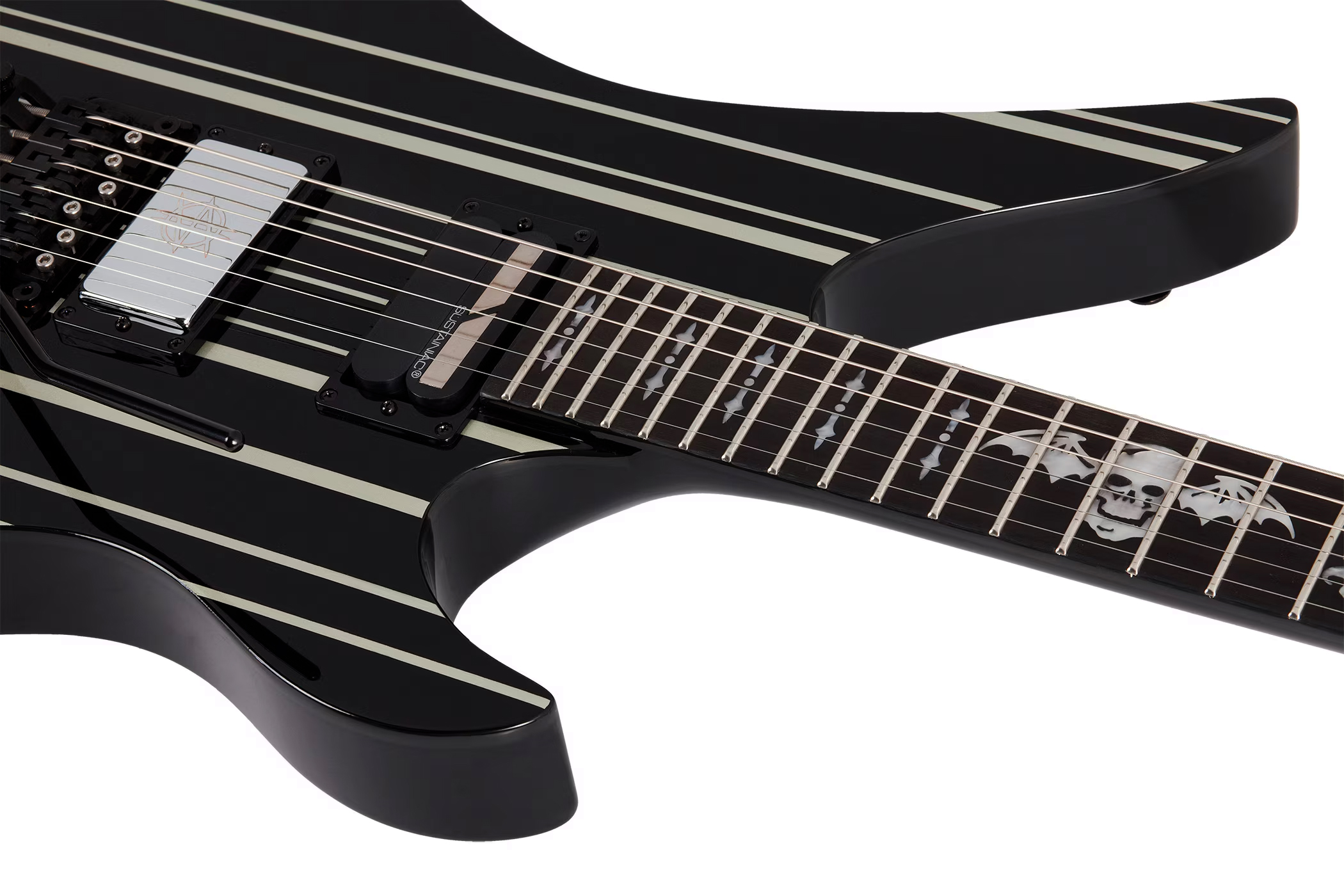 Schecter Synyster Custom-s Signature 2h Sustainiac Fr Eb - Black Silver - Guitare Électrique Forme Str - Variation 2