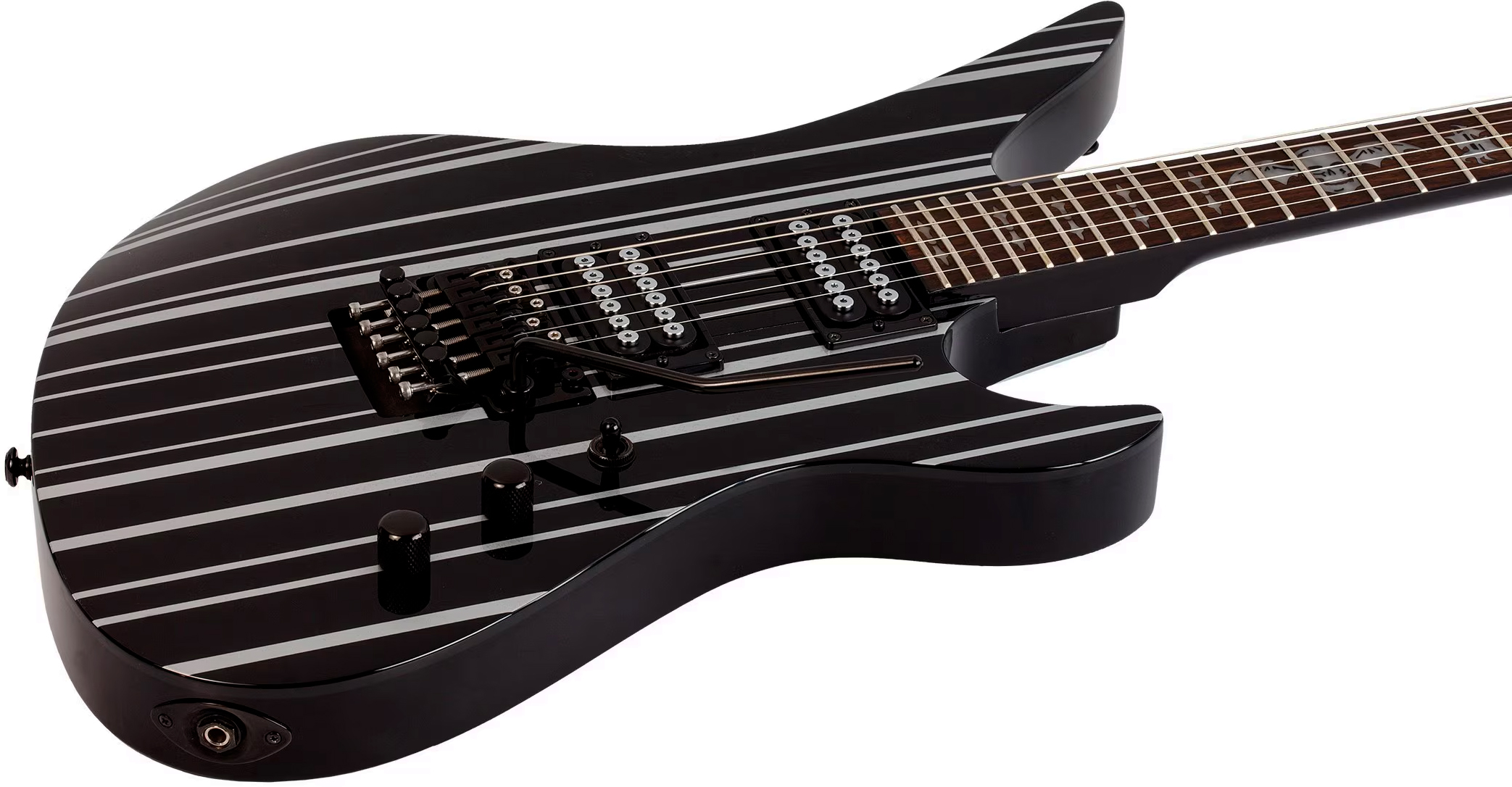 Schecter Synyster Standard Signature 2h Fr Eb - Gloss Black With Silver Pinstripes - Guitare Électrique Signature - Variation 1