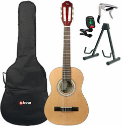 Pack guitare classique Silvanez CL-12 NAT + housse + accordeur + capodastre + stand - Natural gloss