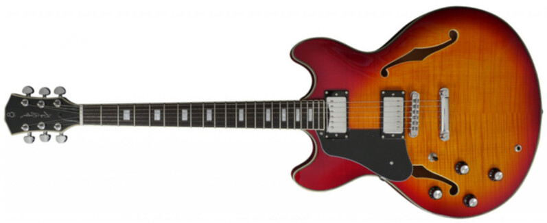 Sire Larry Carlton H7 Gaucher Signature Ht Hh Eb - Cherry Sunburst - Guitare Électrique 1/2 Caisse - Main picture