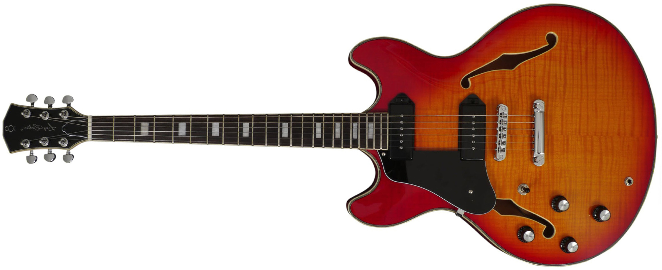 Sire Larry Carlton H7v Signature Lh Gaucher P90 Ht Eb - Cherry Sunburst - Guitare Électrique 1/2 Caisse - Main picture