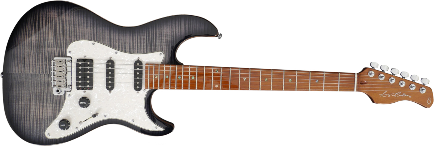 Sire Larry Carlton S7 Fm Signature Hss Trem Mn - Trans Black - Guitare Électrique Forme Str - Main picture