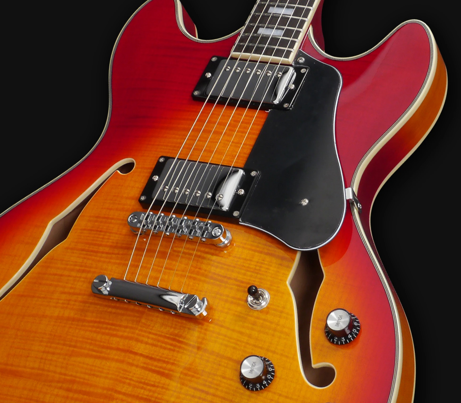 Sire Larry Carlton H7 Signature Ht Hh Eb - Cherry Sunburst - Guitare Électrique 1/2 Caisse - Variation 1