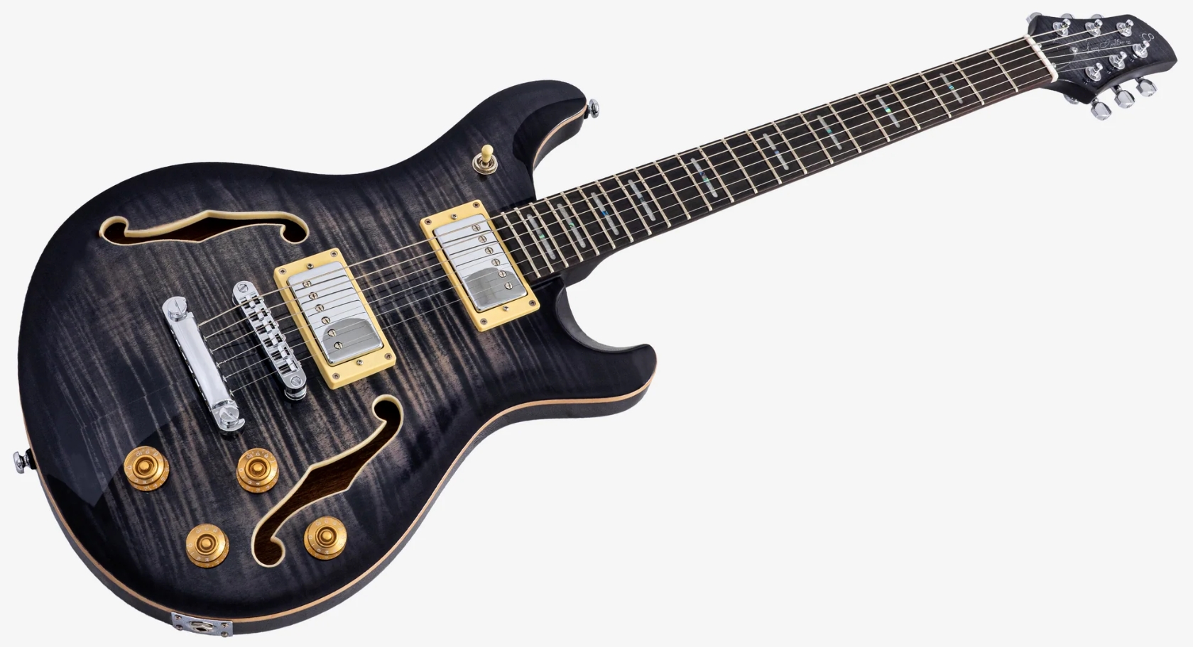 Sire Larry Carlton Q7 Hollow 2h Ht Eb - Transparent Black - Guitare Électrique 1/2 Caisse - Variation 2