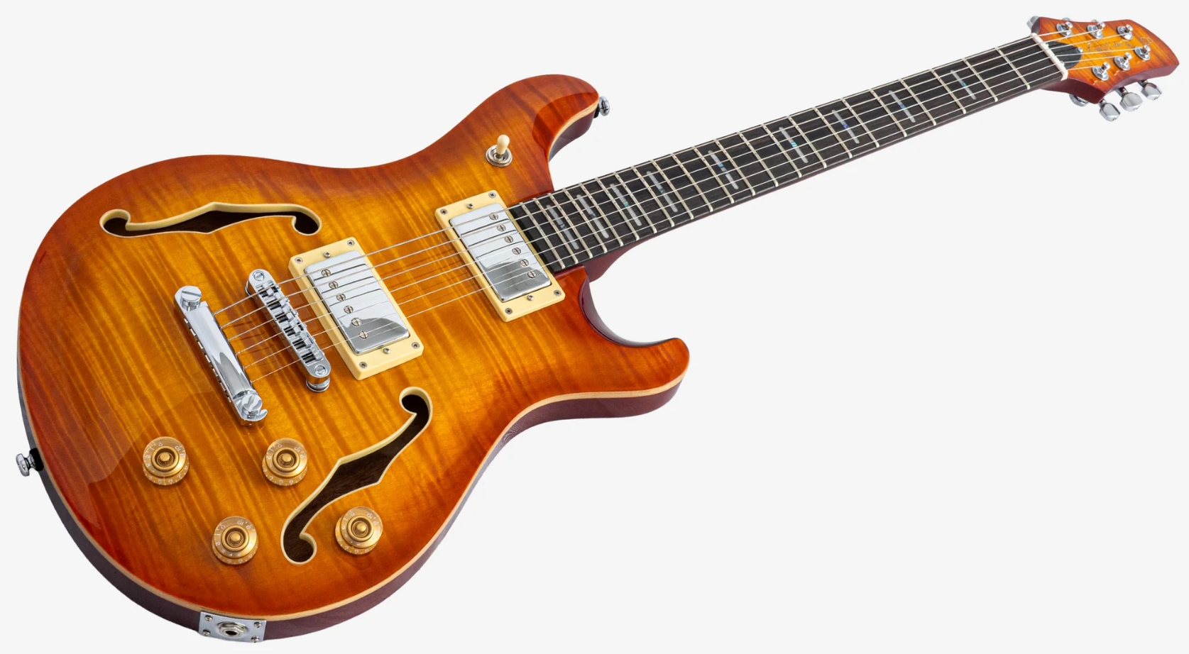 Sire Larry Carlton Q7 Hollow 2h Ht Eb - Amber Burst - Guitare Électrique 1/2 Caisse - Variation 2
