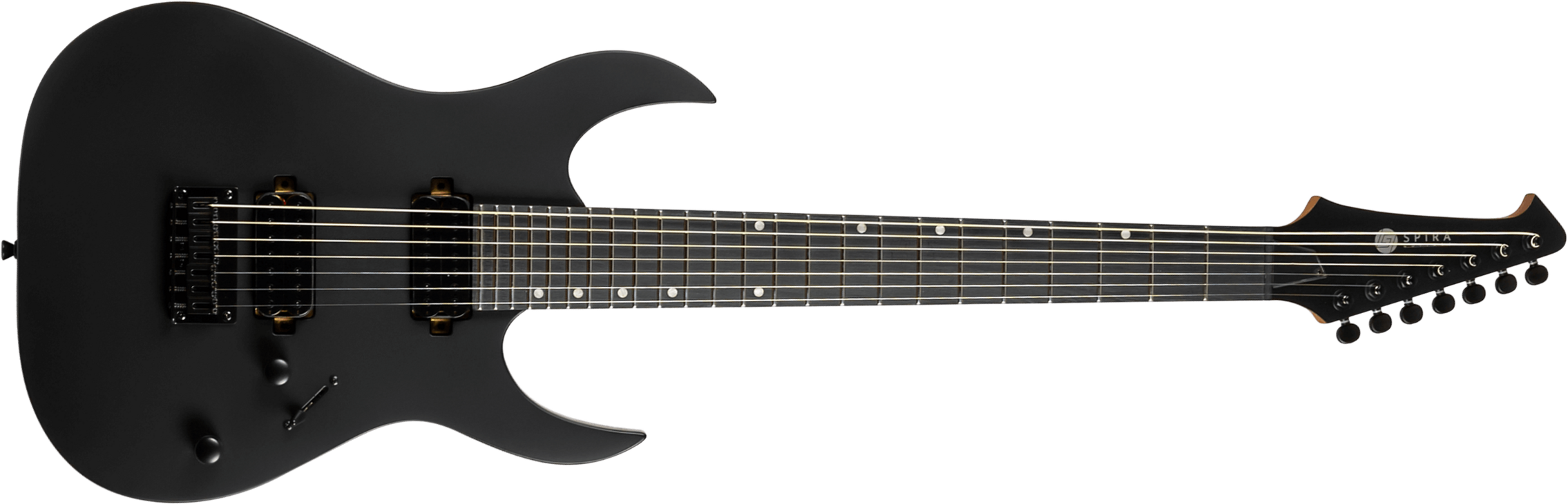 Spira Guitars S407 Mbk 7c Baryton 2h Ht Eb - Satin Black - Guitare Électrique Baryton - Main picture