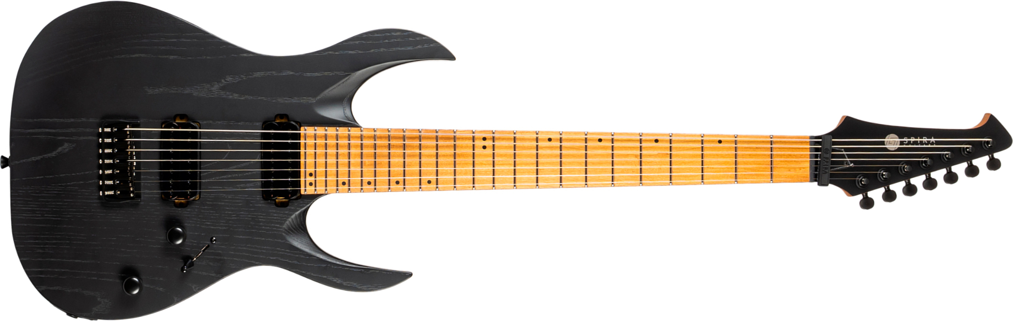 Spira Guitars S607 Abk 7c Baryton 2h Ht Eb - Stained Black - Guitare Électrique Baryton - Main picture