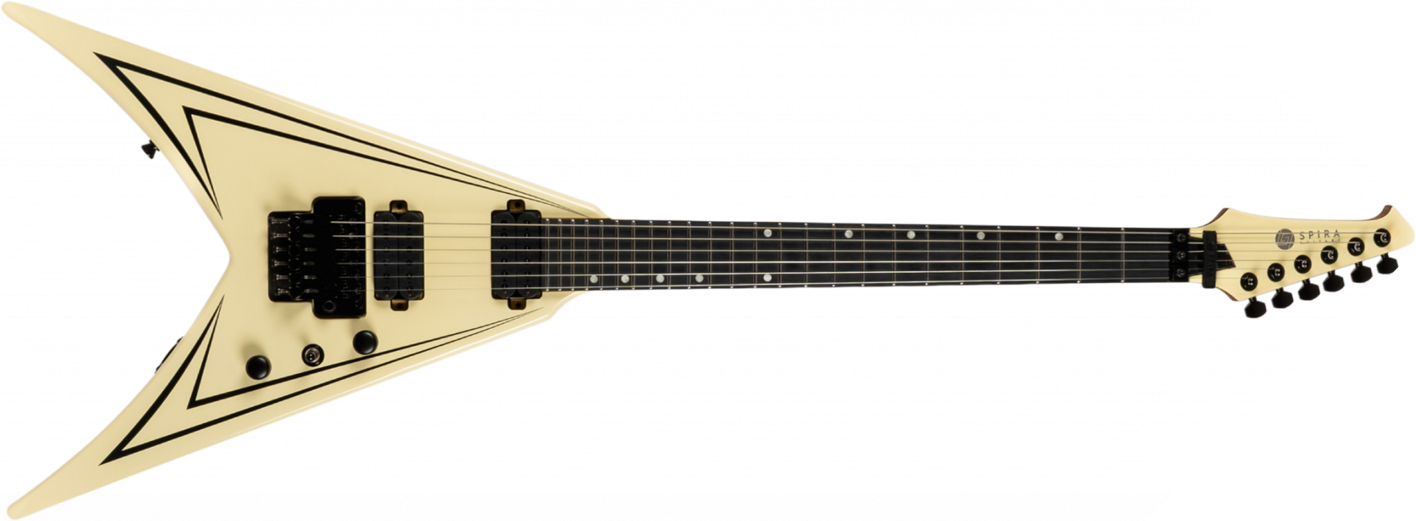 Spira Guitars V420 Awh 2h Trem Eb - Antique White Stripe - Guitare Électrique MÉtal - Main picture