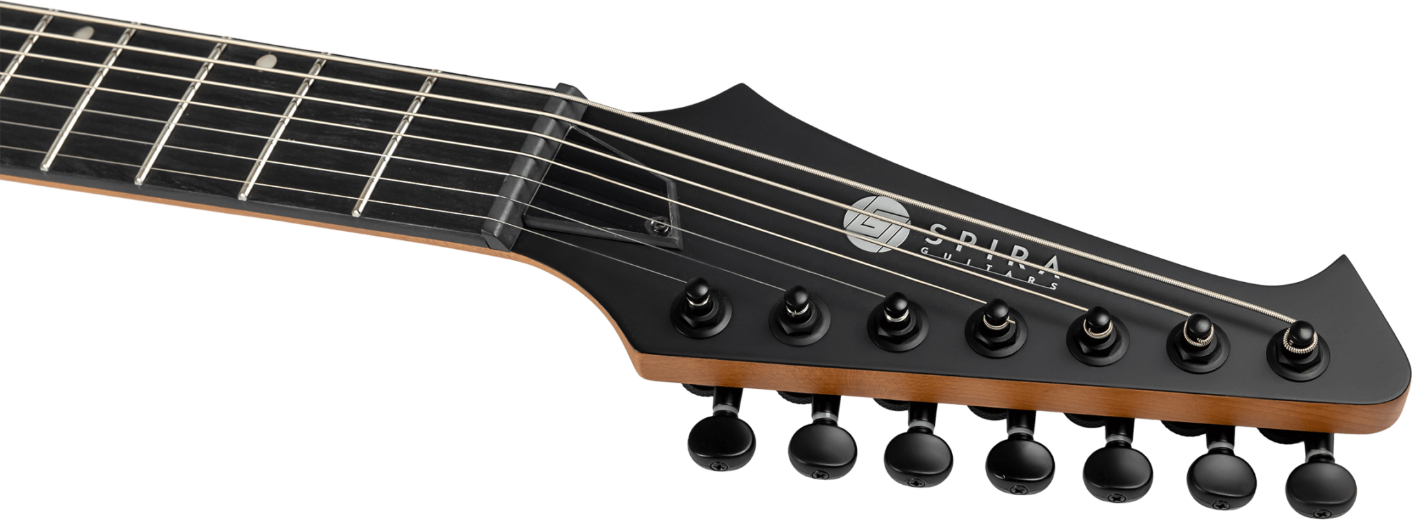 Spira Guitars S407 Mbk Lh Gaucher 7c Baryton 2h Ht Ebh Ht - Satin Black - Guitare Électrique Baryton - Variation 4
