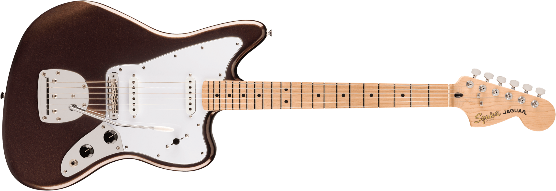 Squier Jaguar Affinity 2s Trem Lau - Mystic Metallic Brown - Guitare Électrique RÉtro Rock - Main picture