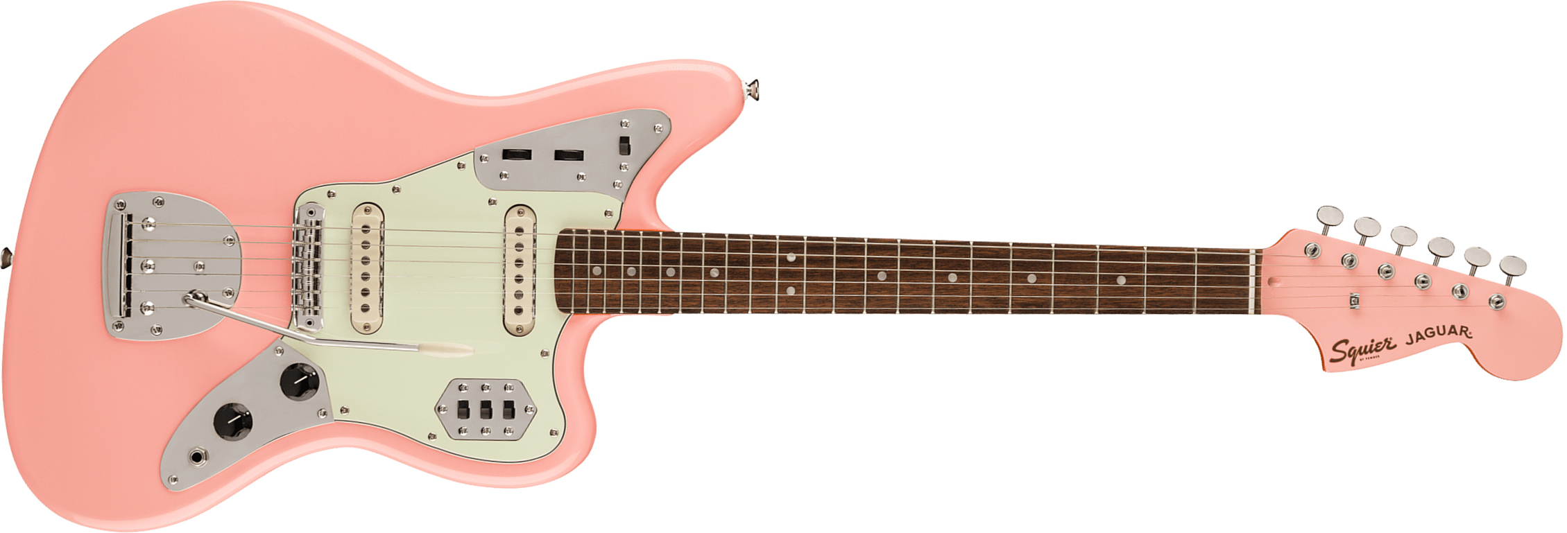 Squier Jaguar Classic Vibe 60s Fsr Ltd Lau - Shell Pink - Guitare Électrique RÉtro Rock - Main picture