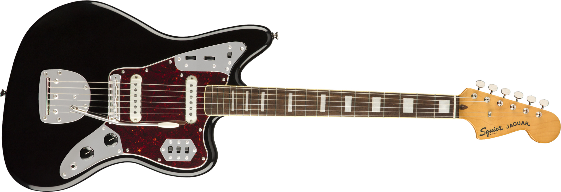 Squier Jaguar Classic Vibe 70s 2019 Lau - Black - Guitare Électrique RÉtro Rock - Main picture