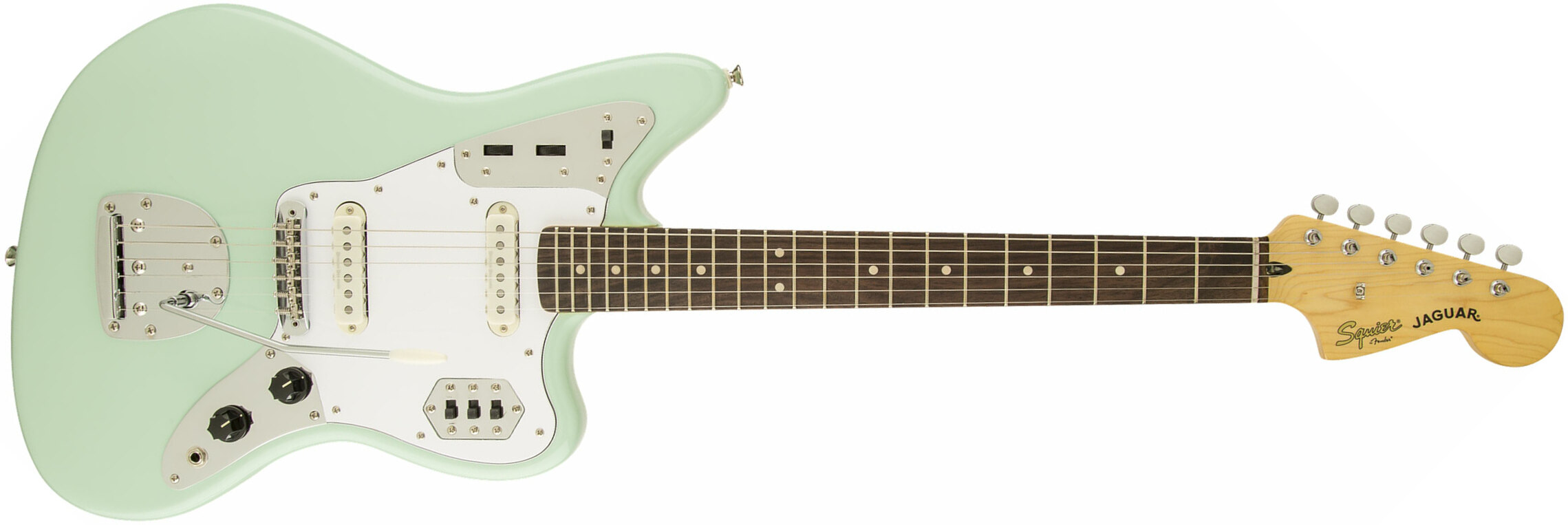 Squier Jaguar Vintage Modified Ss Lau - Surf Green - Guitare Électrique Forme Str - Main picture