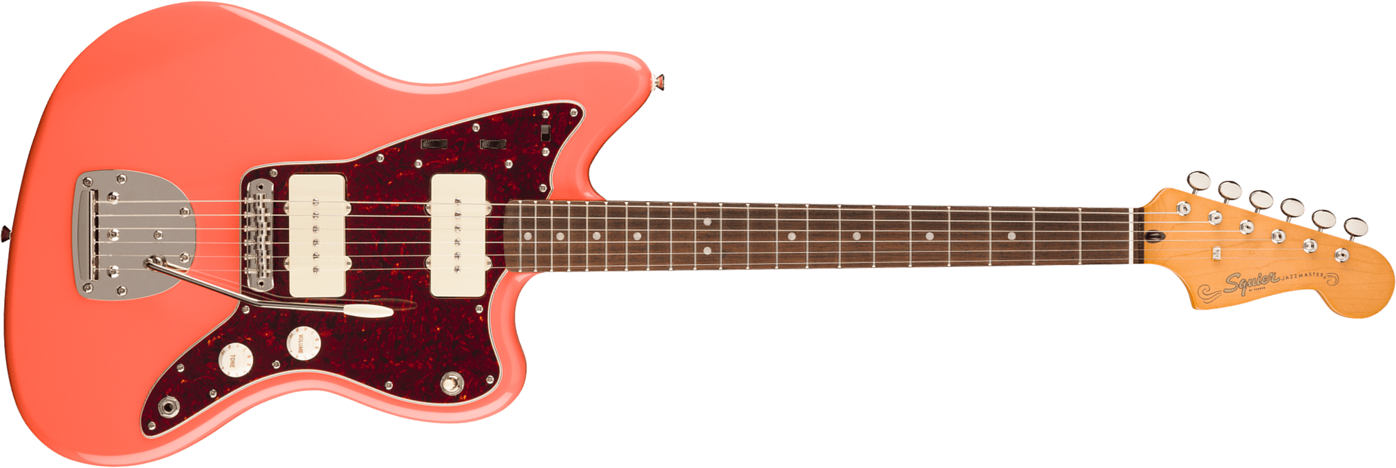 Squier Jazzmaster 60s Classic Vibe 2s Trem Lau - Tahitian Coral - Guitare Électrique RÉtro Rock - Main picture
