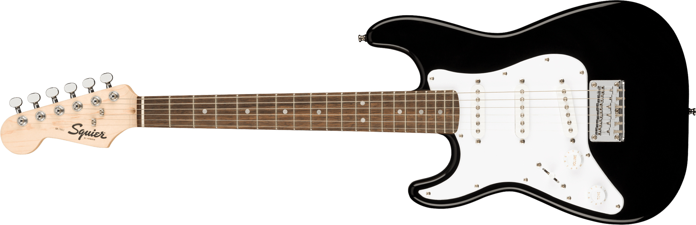 Squier Mini Strat V2 Lh Gaucher Ht Sss Lau - Black - Guitare Électrique Gaucher - Main picture