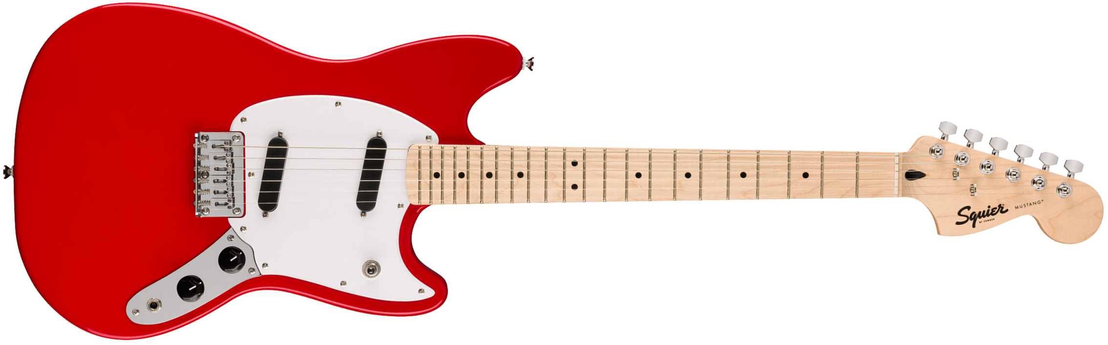 Squier Mustang Sonic 2s Ht Mn - Torino Red - Guitare Électrique RÉtro Rock - Main picture