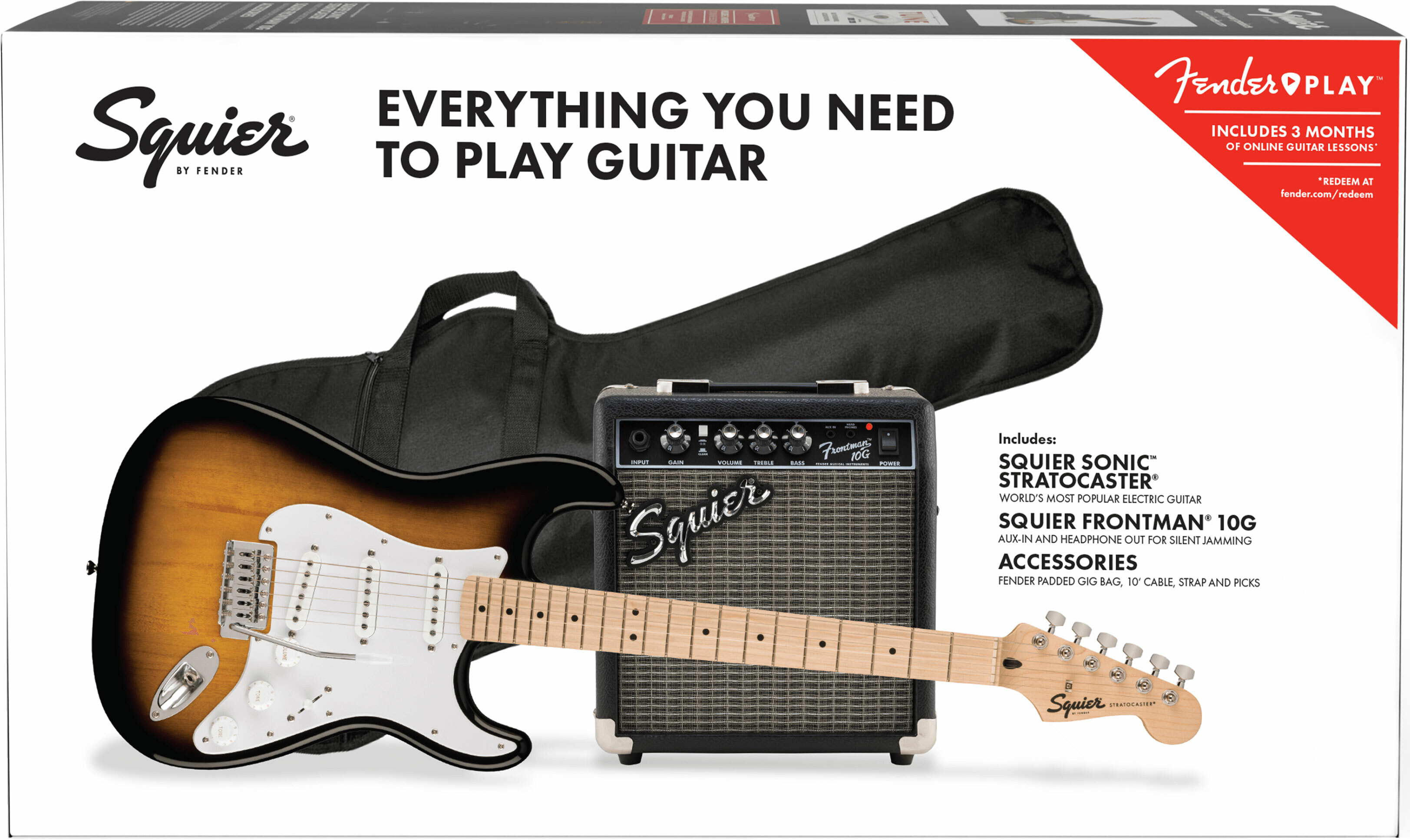 Squier Sonic Strat Pack 3s Trem Mn - 2-color Sunburst - Pack Guitare Électrique - Main picture