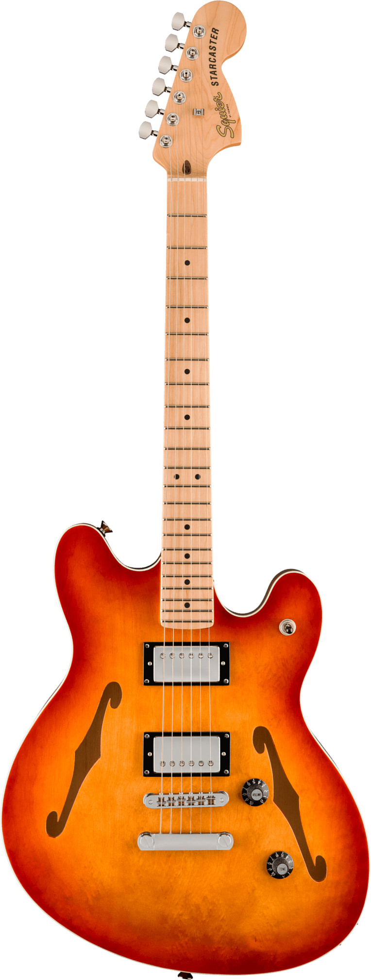 Squier Starcaster Deluxe Affinity 2h Ht Mn - Sienna Sunburst - Guitare Électrique RÉtro Rock - Main picture