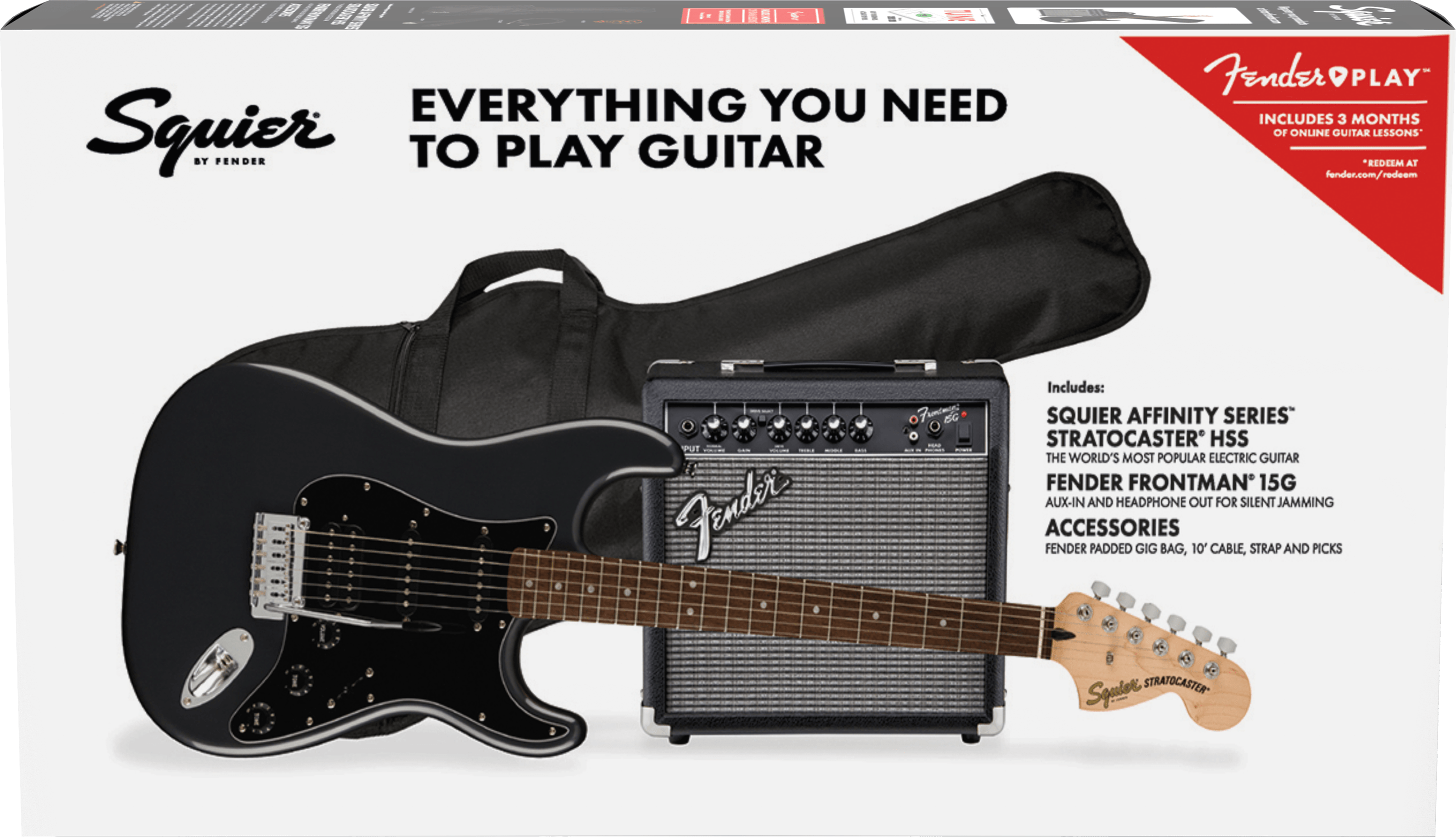 Squier Strat Affinity Hss Pack +fender Frontman 15g 2021 Trem Lau - Charcoal Frost Metallic - Pack Guitare Électrique - Main picture