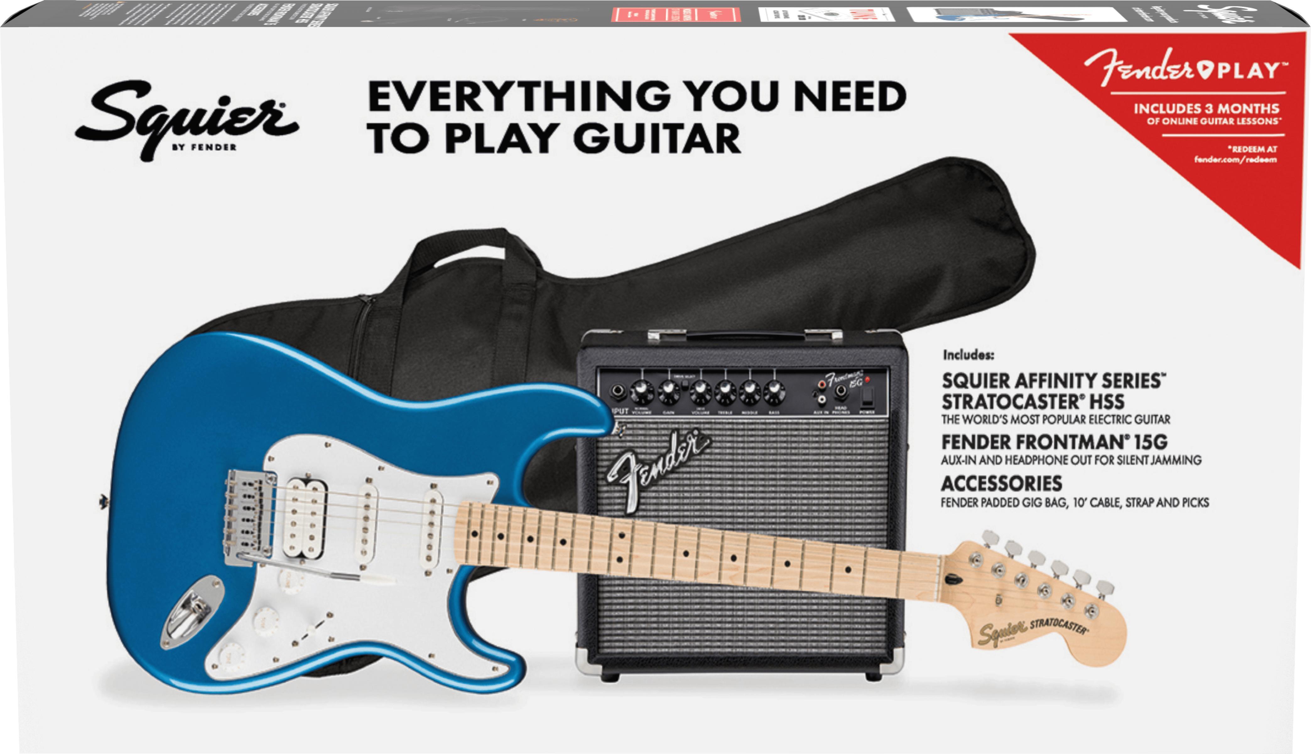 Pack guitare électrique Squier Strat Affinity HSS Pack - Lake placid blue