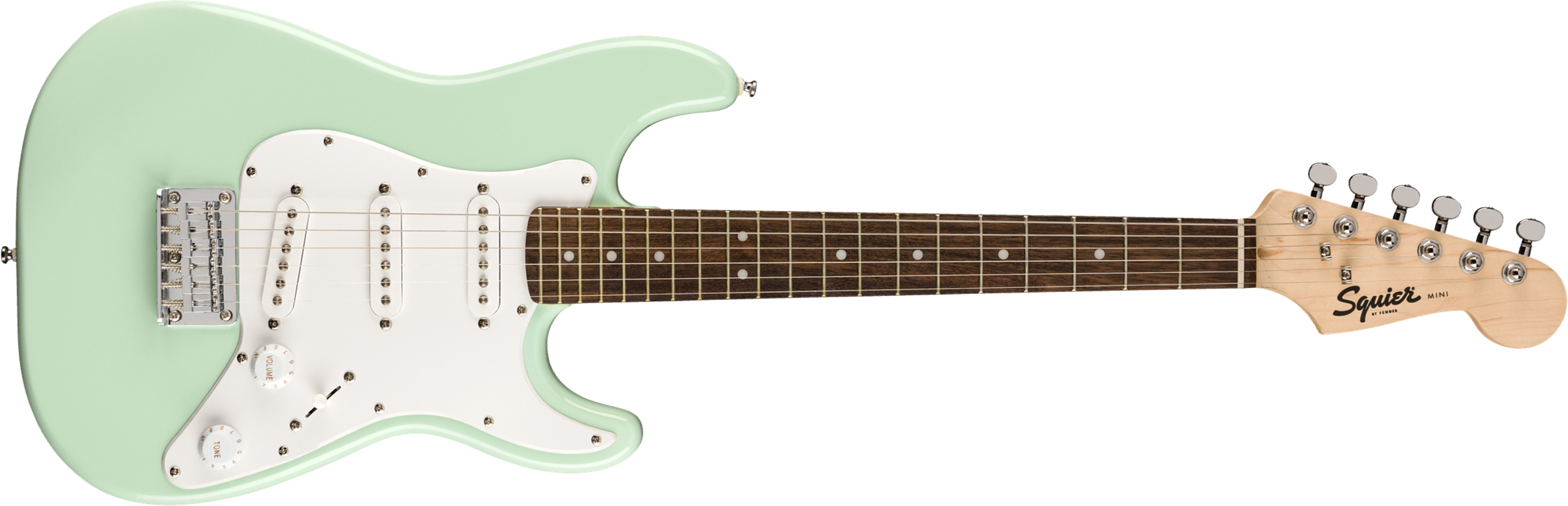 Squier Strat Mini Shsc 3s Ht Lau - Surf Green - Guitare Électrique Enfant - Main picture